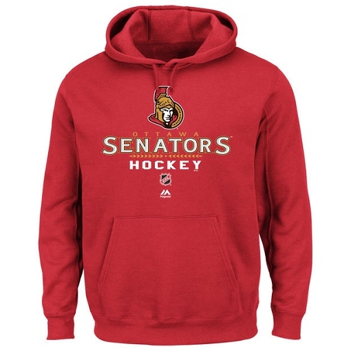 NHL Majestic Ottawa Senators Critical Victory Pullover Hoodie Sweatshirt - Red