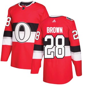 Connor Brown Men's Adidas Ottawa Senators Authentic Red 2017 100 Classic Jersey