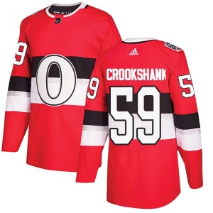 Angus Crookshank Men's Adidas Ottawa Senators Authentic Red 2017 100 Classic Jersey