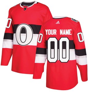 Custom Men's Adidas Ottawa Senators Authentic Red 2017 100 Classic Jersey