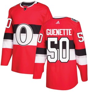 Maxence Guenette Men's Adidas Ottawa Senators Authentic Red 2017 100 Classic Jersey