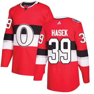 Dominik Hasek Men's Adidas Ottawa Senators Authentic Red 2017 100 Classic Jersey