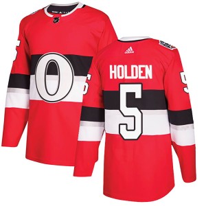 Nick Holden Men's Adidas Ottawa Senators Authentic Red 2017 100 Classic Jersey