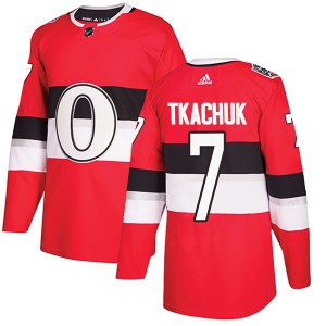 Brady Tkachuk Men's Adidas Ottawa Senators Authentic Red 2017 100 Classic Jersey