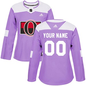 Custom Women's Adidas Ottawa Senators Authentic Purple Custom Fights Cancer Practice Jersey