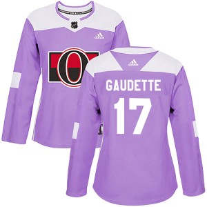 Adam Gaudette Women's Adidas Ottawa Senators Authentic Purple Fights Cancer Practice Jersey