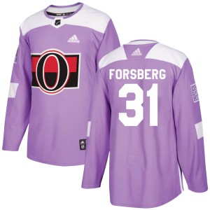 Anton Forsberg Youth Adidas Ottawa Senators Authentic Purple Fights Cancer Practice Jersey