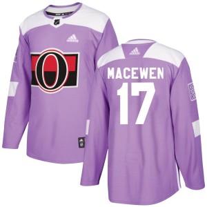 Zack MacEwen Youth Adidas Ottawa Senators Authentic Purple Fights Cancer Practice Jersey
