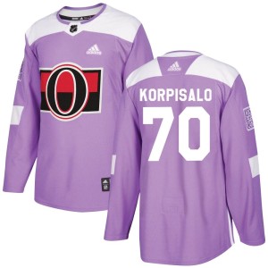 Joonas Korpisalo Men's Adidas Ottawa Senators Authentic Purple Fights Cancer Practice Jersey