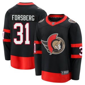 Anton Forsberg Men's Fanatics Branded Ottawa Senators Premier Black Breakaway 2020/21 Home Jersey