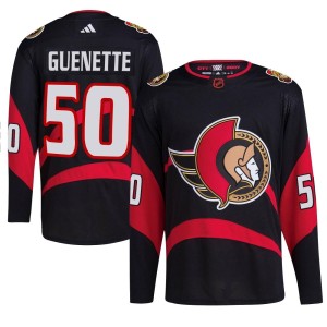 Maxence Guenette Men's Adidas Ottawa Senators Authentic Black Reverse Retro 2.0 Jersey