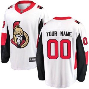 Custom Youth Fanatics Branded Ottawa Senators Breakaway White Custom Away Jersey