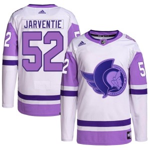 Roby Jarventie Men's Adidas Ottawa Senators Authentic White/Purple Hockey Fights Cancer Primegreen Jersey