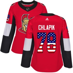 Filip Chlapik Women's Adidas Ottawa Senators Authentic Red USA Flag Fashion Jersey