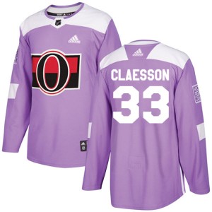 Fredrik Claesson Youth Adidas Ottawa Senators Authentic Purple Fights Cancer Practice Jersey