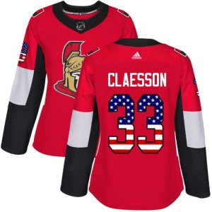 Fredrik Claesson Women's Adidas Ottawa Senators Authentic Red USA Flag Fashion Jersey