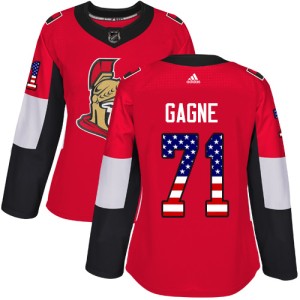 Gabriel Gagne Women's Adidas Ottawa Senators Authentic Red USA Flag Fashion Jersey