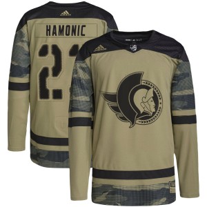 Travis Hamonic Youth Adidas Ottawa Senators Authentic Camo Military Appreciation Practice Jersey