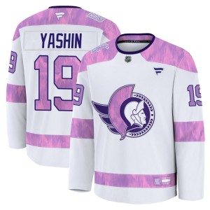Alexei Yashin Youth Fanatics Ottawa Senators Premium White 2024 Hockey Fights Cancer Practice Jersey