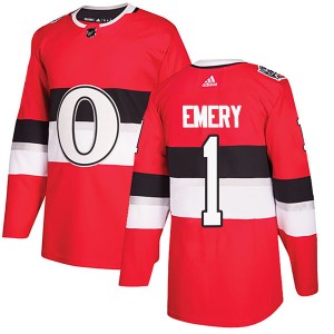 Ray Emery Men's Adidas Ottawa Senators Authentic Red 2017 100 Classic Jersey