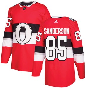 Jake Sanderson Men's Adidas Ottawa Senators Authentic Red 2017 100 Classic Jersey