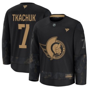 Brady Tkachuk Men's Fanatics Ottawa Senators Premium Black 2024 Military Appreciation Practice Jersey