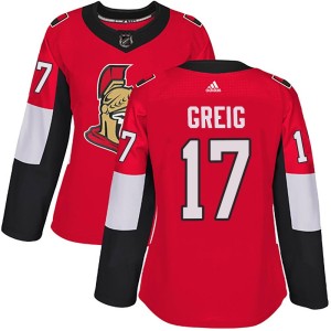 Ridly Greig Women's Adidas Ottawa Senators Authentic Red Home Jersey
