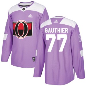 Julien Gauthier Youth Adidas Ottawa Senators Authentic Purple Fights Cancer Practice Jersey