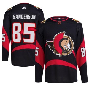 Jake Sanderson Youth Adidas Ottawa Senators Authentic Black Reverse Retro 2.0 Jersey