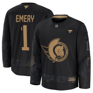 Ray Emery Youth Fanatics Ottawa Senators Premium Black 2024 Military Appreciation Practice Jersey