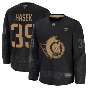 Dominik Hasek Youth Fanatics Ottawa Senators Premium Black 2024 Military Appreciation Practice Jersey