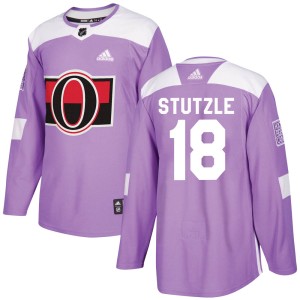 Tim Stutzle Men's Adidas Ottawa Senators Authentic Purple Fights Cancer Practice Jersey