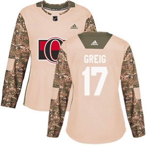 Ridly Greig Women's Adidas Ottawa Senators Authentic Camo Veterans Day Practice Jersey