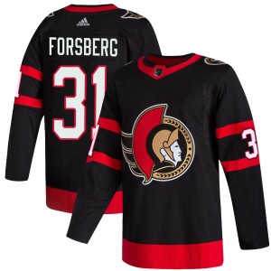 Anton Forsberg Men's Adidas Ottawa Senators Authentic Black 2020/21 Home Jersey