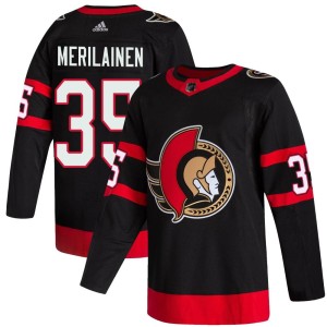 Leevi Merilainen Men's Adidas Ottawa Senators Authentic Black 2020/21 Home Jersey