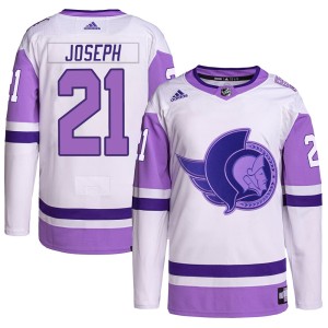 Mathieu Joseph Youth Adidas Ottawa Senators Authentic White/Purple Hockey Fights Cancer Primegreen Jersey
