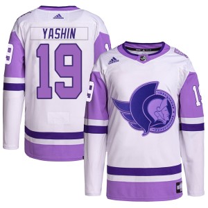 Alexei Yashin Youth Adidas Ottawa Senators Authentic White/Purple Hockey Fights Cancer Primegreen Jersey