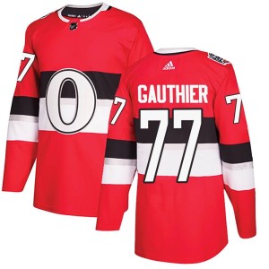Julien Gauthier Youth Adidas Ottawa Senators Authentic Red 2017 100 Classic Jersey