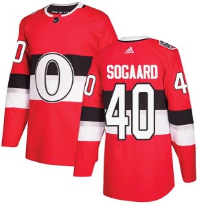 Mads Sogaard Youth Adidas Ottawa Senators Authentic Red 2017 100 Classic Jersey